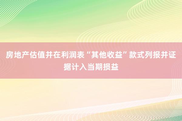 房地产估值并在利润表“其他收益”款式列报并证据计入当期损益