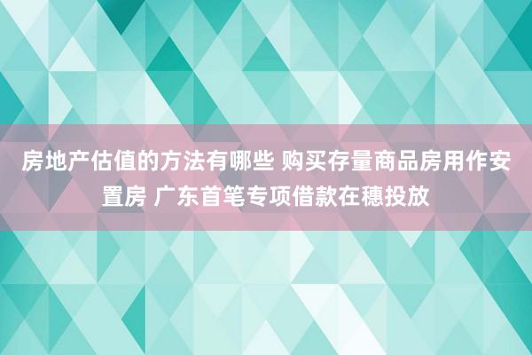 房地产估值的方法有哪些 购买存量商品房用作安置房 广东首笔专项借款在穗投放