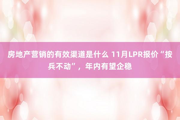 房地产营销的有效渠道是什么 11月LPR报价“按兵不动”，年内有望企稳