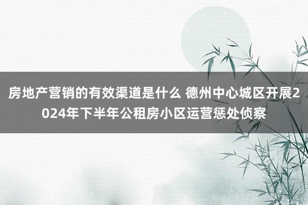 房地产营销的有效渠道是什么 德州中心城区开展2024年下半年公租房小区运营惩处侦察