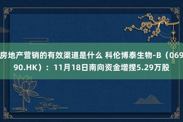 房地产营销的有效渠道是什么 科伦博泰生物-B（06990.HK）：11月18日南向资金增捏5.29万股