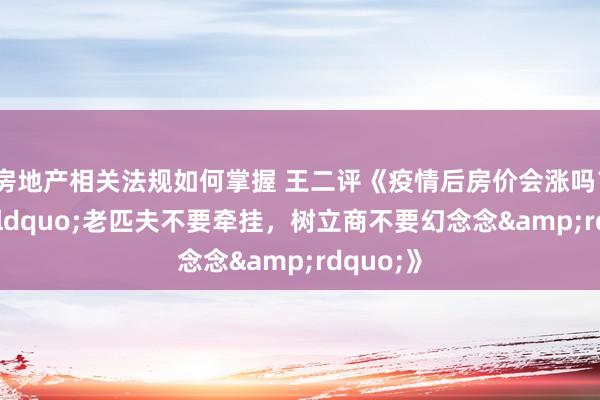 房地产相关法规如何掌握 王二评《疫情后房价会涨吗？&ldquo;老匹夫不要牵挂，树立商不要幻念念&rdquo;》