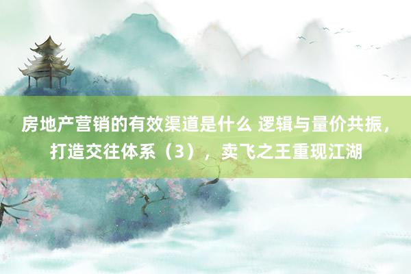 房地产营销的有效渠道是什么 逻辑与量价共振，打造交往体系（3），卖飞之王重现江湖