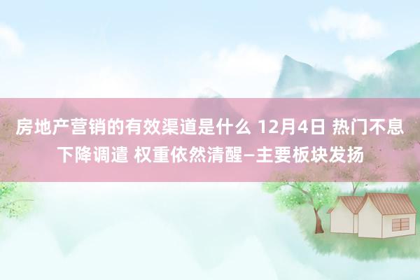 房地产营销的有效渠道是什么 12月4日 热门不息下降调遣 权重依然清醒—主要板块发扬