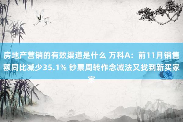 房地产营销的有效渠道是什么 万科A：前11月销售额同比减少35.1% 钞票周转作念减法又找到新买家