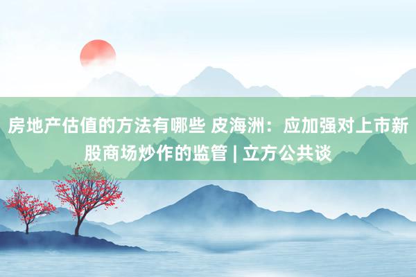 房地产估值的方法有哪些 皮海洲：应加强对上市新股商场炒作的监管 | 立方公共谈