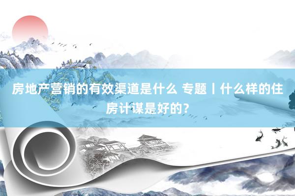 房地产营销的有效渠道是什么 专题丨什么样的住房计谋是好的？