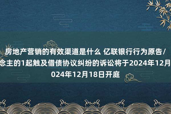 房地产营销的有效渠道是什么 亿联银行行为原告/上诉东说念主的1起触及借债协议纠纷的诉讼将于2024年12月18日开庭