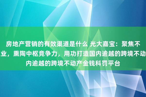 房地产营销的有效渠道是什么 光大嘉宝：聚焦不动产金钱科罚主业，熏陶中枢竞争力，用功打造国内逾越的跨境不动产金钱科罚平台