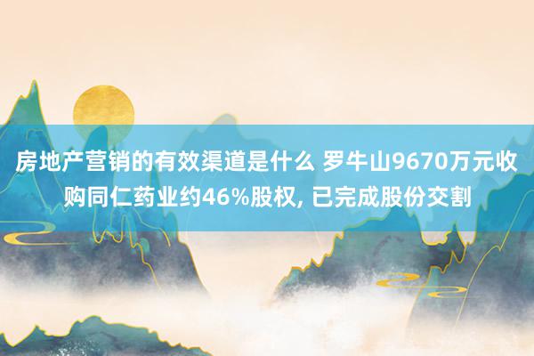 房地产营销的有效渠道是什么 罗牛山9670万元收购同仁药业约46%股权, 已完成股份交割