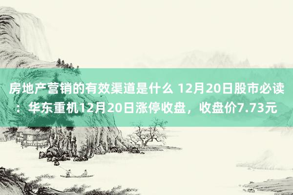 房地产营销的有效渠道是什么 12月20日股市必读：华东重机12月20日涨停收盘，收盘价7.73元