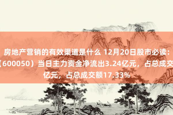 房地产营销的有效渠道是什么 12月20日股市必读：中国联通（600050）当日主力资金净流出3.24亿元，占总成交额17.33%