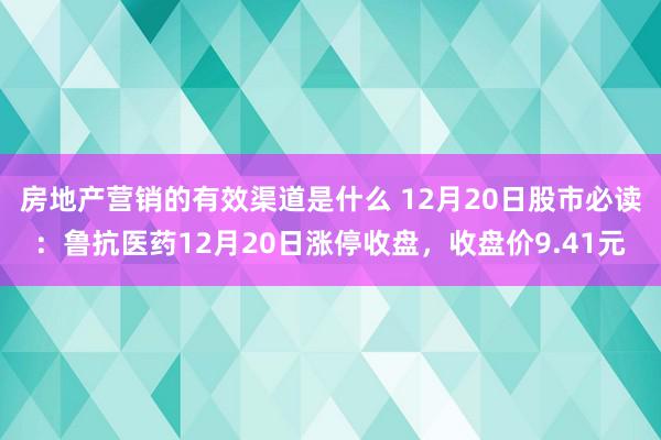 房地产营销的有效渠道是什么 12月20日股市必读：鲁抗医药12月20日涨停收盘，收盘价9.41元