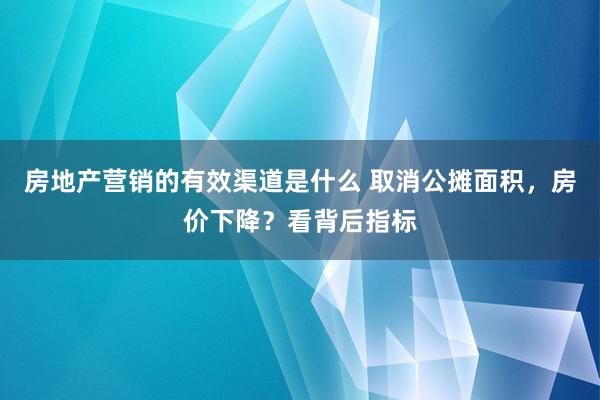 房地产营销的有效渠道是什么 取消公摊面积，房价下降？看背后指标