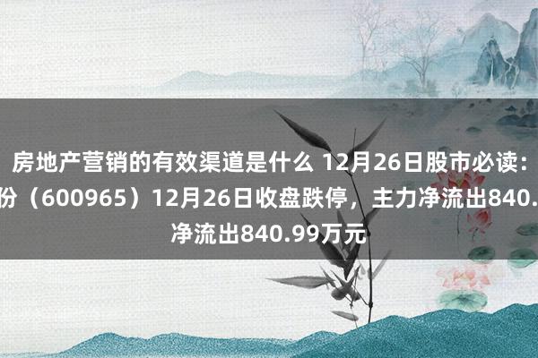 房地产营销的有效渠道是什么 12月26日股市必读：福成股份（600965）12月26日收盘跌停，主力净流出840.99万元