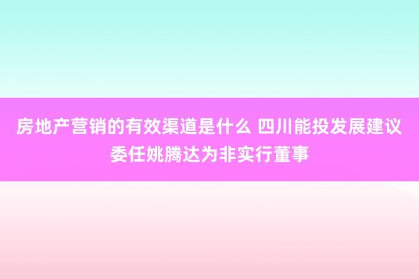 房地产营销的有效渠道是什么 四川能投发展建议委任姚腾达为非实行董事