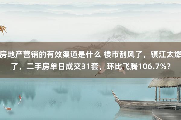 房地产营销的有效渠道是什么 楼市刮风了，镇江太燃了，二手房单日成交31套，环比飞腾106.7%？