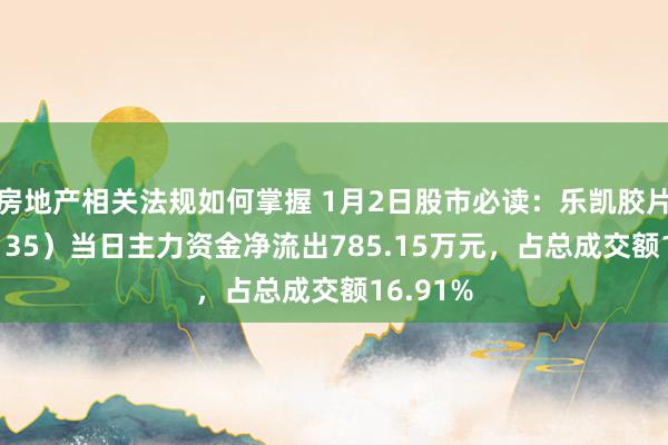 房地产相关法规如何掌握 1月2日股市必读：乐凯胶片（600135）当日主力资金净流出785.15万元，占总成交额16.91%