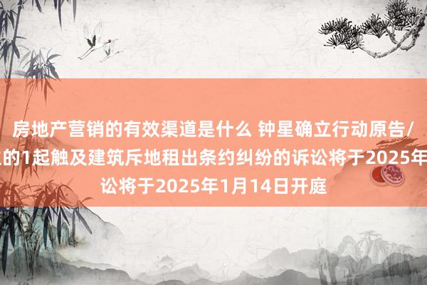 房地产营销的有效渠道是什么 钟星确立行动原告/上诉东说念主的1起触及建筑斥地租出条约纠纷的诉讼将于2025年1月14日开庭