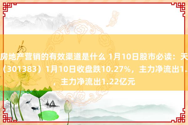 房地产营销的有效渠道是什么 1月10日股市必读：天键股份（301383）1月10日收盘跌10.27%，主力净流出1.22亿元