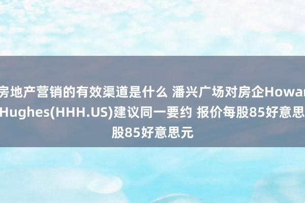 房地产营销的有效渠道是什么 潘兴广场对房企Howard Hughes(HHH.US)建议同一要约 报价每股85好意思元