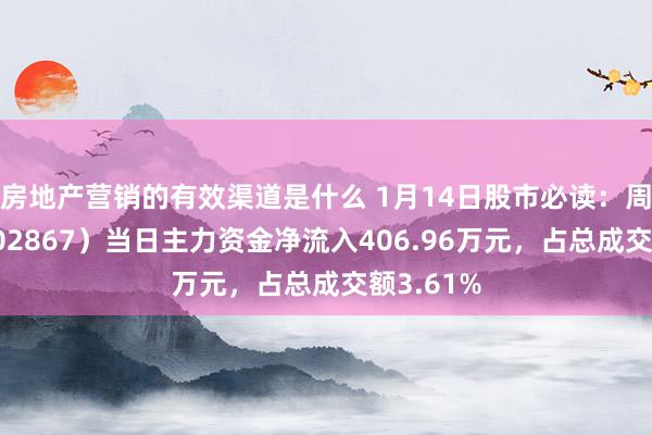 房地产营销的有效渠道是什么 1月14日股市必读：周大生（002867）当日主力资金净流入406.96万元，占总成交额3.61%