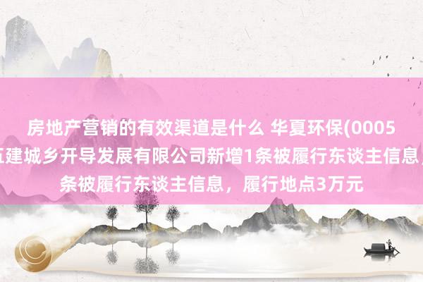 房地产营销的有效渠道是什么 华夏环保(000544)控股的河南五建城乡开导发展有限公司新增1条被履行东谈主信息，履行地点3万元