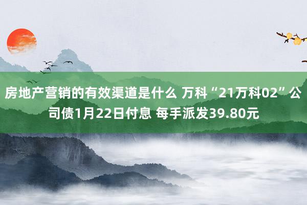 房地产营销的有效渠道是什么 万科“21万科02”公司债1月22日付息 每手派发39.80元