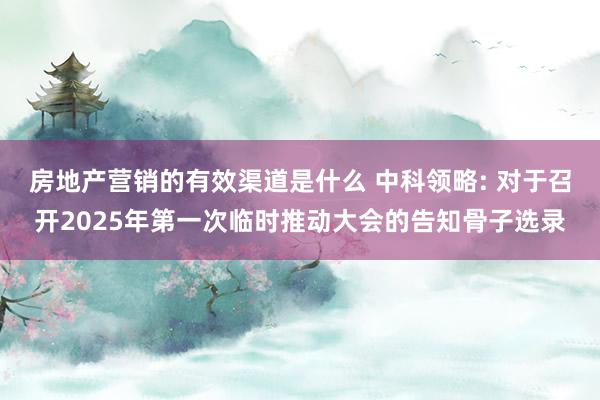 房地产营销的有效渠道是什么 中科领略: 对于召开2025年第一次临时推动大会的告知骨子选录