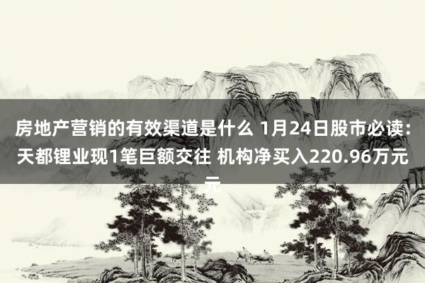 房地产营销的有效渠道是什么 1月24日股市必读：天都锂业现1笔巨额交往 机构净买入220.96万元