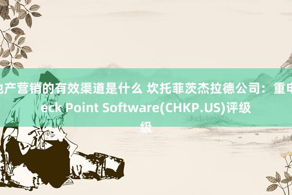 房地产营销的有效渠道是什么 坎托菲茨杰拉德公司：重申Check Point Software(CHKP.US)评级