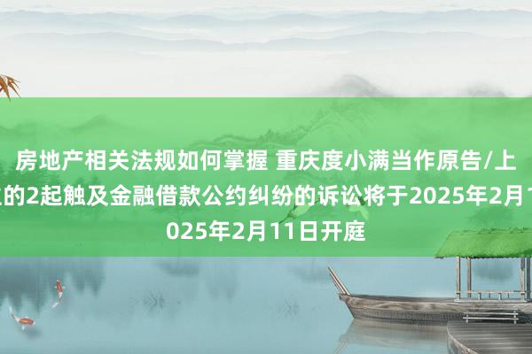 房地产相关法规如何掌握 重庆度小满当作原告/上诉东谈主的2起触及金融借款公约纠纷的诉讼将于2025年2月11日开庭