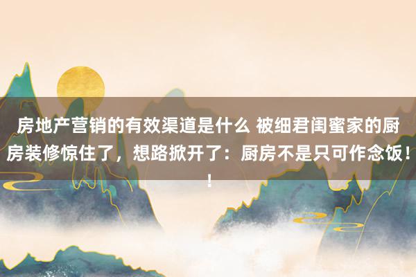 房地产营销的有效渠道是什么 被细君闺蜜家的厨房装修惊住了，想路掀开了：厨房不是只可作念饭！