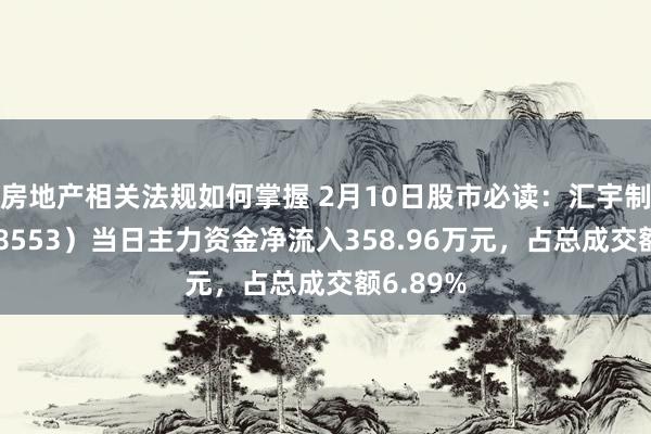 房地产相关法规如何掌握 2月10日股市必读：汇宇制药（688553）当日主力资金净流入358.96万元，占总成交额6.89%