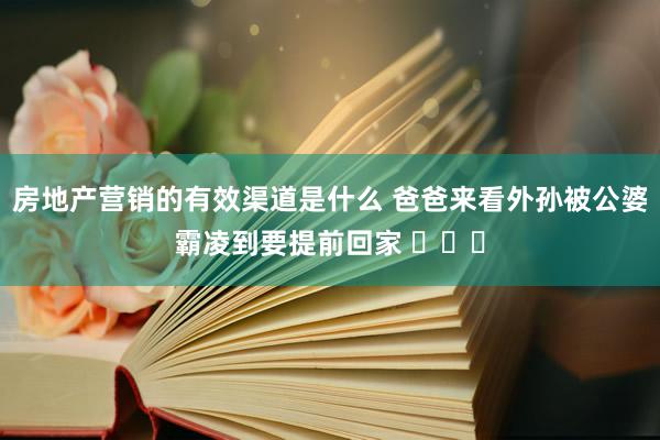 房地产营销的有效渠道是什么 爸爸来看外孙被公婆霸凌到要提前回家 ​​​