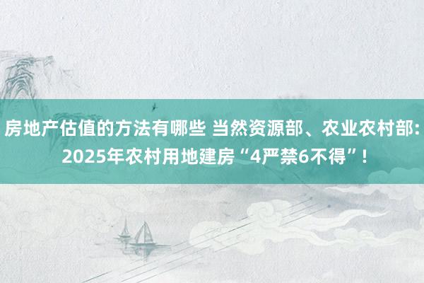 房地产估值的方法有哪些 当然资源部、农业农村部: 2025年农村用地建房“4严禁6不得”!