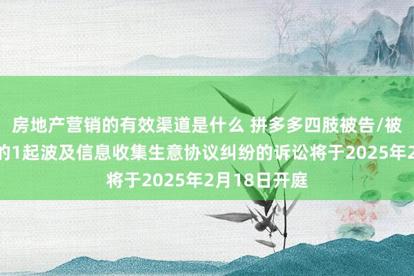 房地产营销的有效渠道是什么 拼多多四肢被告/被上诉东谈主的1起波及信息收集生意协议纠纷的诉讼将于2025年2月18日开庭