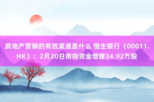 房地产营销的有效渠道是什么 恒生银行（00011.HK）：2月20日南向资金增握34.92万股