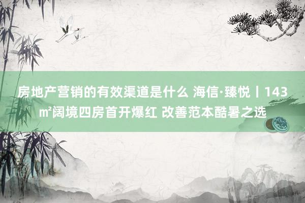 房地产营销的有效渠道是什么 海信·臻悦丨143㎡阔境四房首开爆红 改善范本酷暑之选