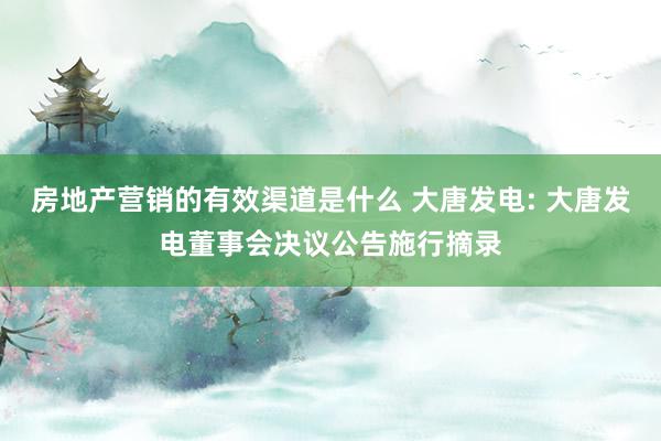 房地产营销的有效渠道是什么 大唐发电: 大唐发电董事会决议公告施行摘录