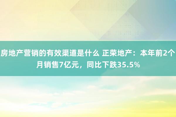 房地产营销的有效渠道是什么 正荣地产：本年前2个月销售7亿元，同比下跌35.5%