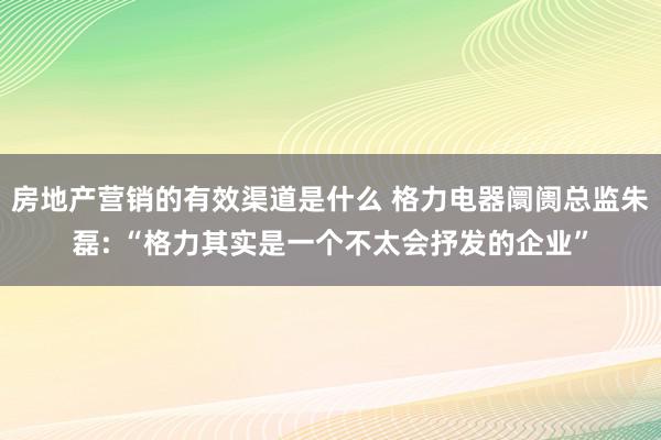 房地产营销的有效渠道是什么 格力电器阛阓总监朱磊: “格力其实是一个不太会抒发的企业”